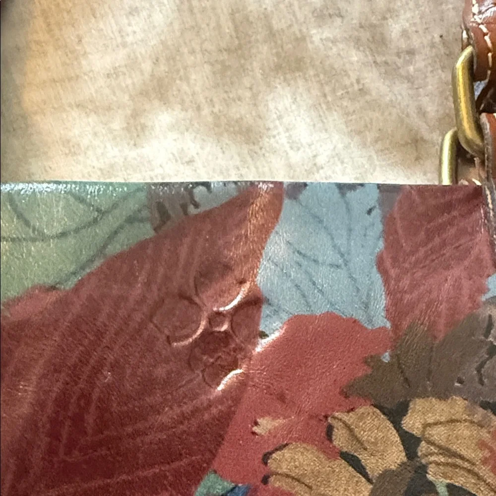 Patricia Nash Floral Leather Tote in Brown and Blue - Picture 3 of 4